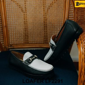 Giày lười nam đen trắng thời trang horesit Loafer LF2291 003
