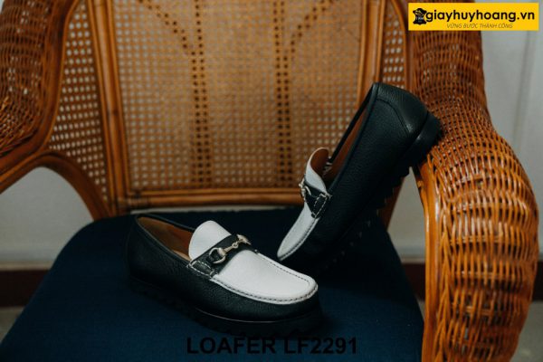 Giày lười nam đen trắng thời trang horesit Loafer LF2291 003