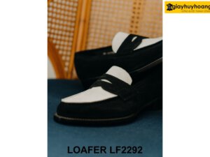 Giày lười nam da lộn đen trắng Penny Loafer LF2292 003