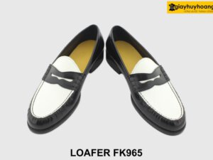[Outlet size 41] Giày lười nam đen phối trắng Penny Loafer FK965 005