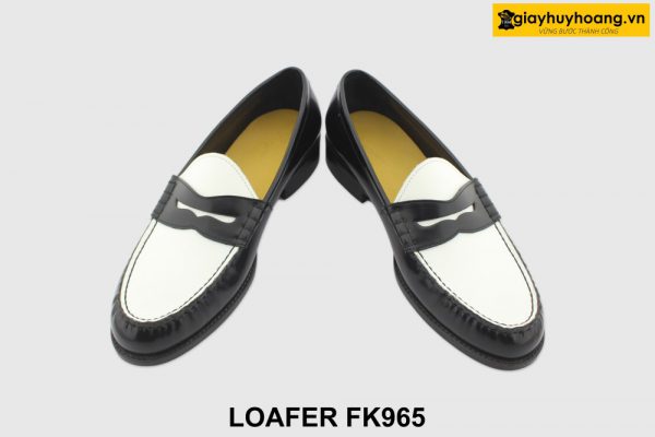 [Outlet size 41] Giày lười nam đen phối trắng Penny Loafer FK965 005