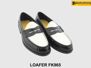 [Outlet size 41] Giày lười nam đen phối trắng Penny Loafer FK965 004