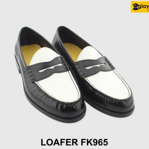 [Outlet size 41] Giày lười nam đen phối trắng Penny Loafer FK965 004
