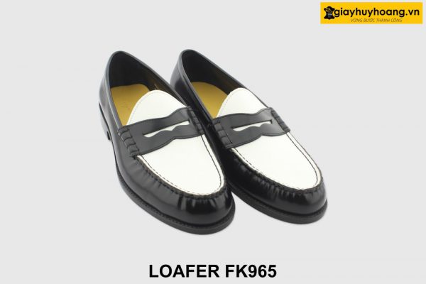 [Outlet size 41] Giày lười nam đen phối trắng Penny Loafer FK965 004
