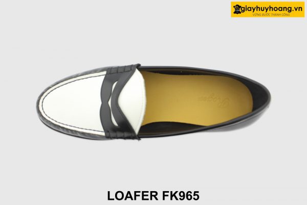 [Outlet size 41] Giày lười nam đen phối trắng Penny Loafer FK965 003