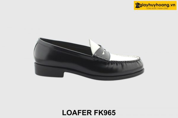 [Outlet size 41] Giày lười nam đen phối trắng Penny Loafer FK965 001