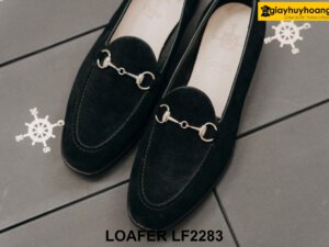 Giày lười nam da lộn màu đen có khóa horesit Loafer LF2283 001