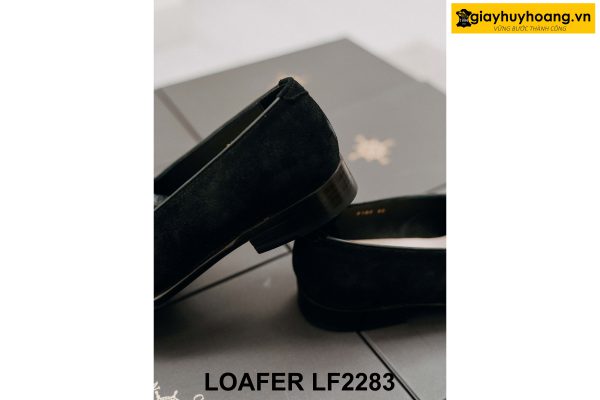 Giày lười nam da lộn màu đen có khóa horesit Loafer LF2283 002