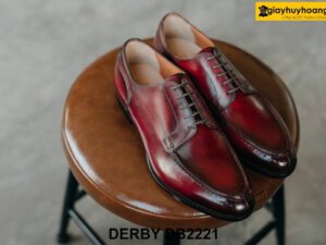 Giày da nam nhuộm màu patina đỏ đô Derby DB2221 003