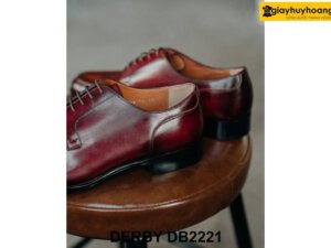 Giày da nam nhuộm màu patina đỏ đô Derby DB2221 003