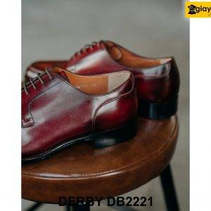 Giày da nam nhuộm màu patina đỏ đô Derby DB2221 003