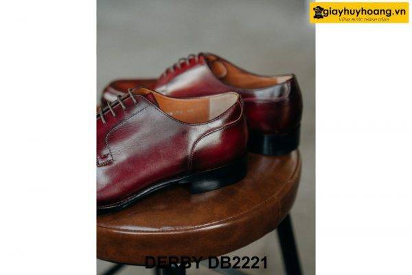 Giày da nam nhuộm màu patina đỏ đô Derby DB2221 003