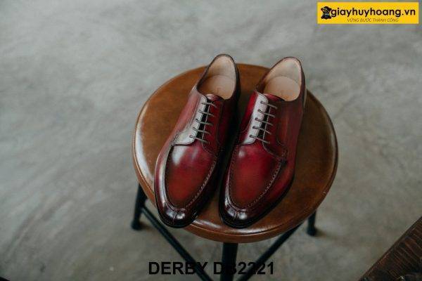 Giày da nam nhuộm màu patina đỏ đô Derby DB2221 001