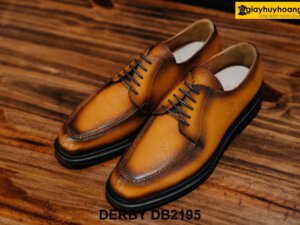 Giày tây nam da vân saffiano cao cấp Derby DB2195 001