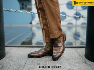 Giày da lười nam mặc vest suit nâu Loafer LF2247 003