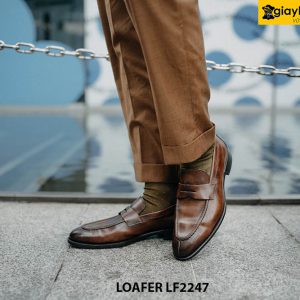 Giày da lười nam mặc vest suit nâu Loafer LF2247 003