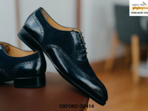 Giày da nam màu đen phối da lộn Wingtips Oxford O2414 005