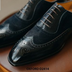 Giày da nam màu đen phối da lộn Wingtips Oxford O2414 003