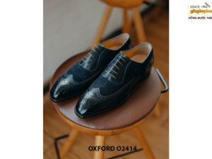 Giày da nam màu đen phối da lộn Wingtips Oxford O2414 002