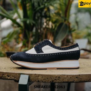 Giày Sneaker nam da lộn xanh navy SK2063 002