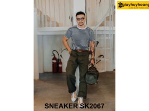 Giày da Sneaker cổ lửng màu trắng SK2067 0003