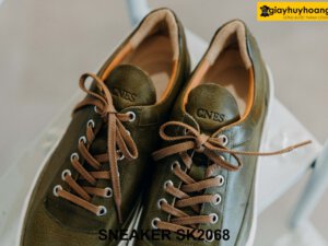Giày da Sneaker nam màu xanh rêu SK2068 004