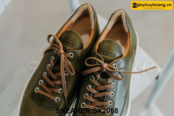 Giày da Sneaker nam màu xanh rêu SK2068 004