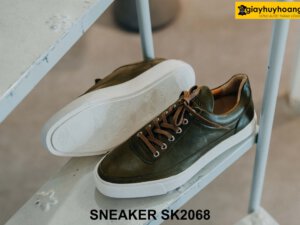 Giày da Sneaker nam màu xanh rêu SK2068 003