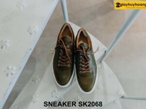 Giày da Sneaker nam màu xanh rêu SK2068 001
