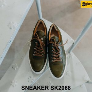 Giày da Sneaker nam màu xanh rêu SK2068 001