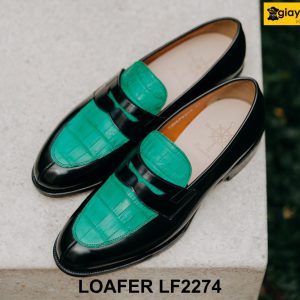 Giày lười nam phối da vấn cá sấu xanh Loafer LF2274 004