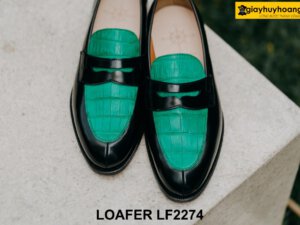 Giày lười nam phối da vấn cá sấu xanh Loafer LF2274 003