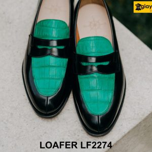 Giày lười nam phối da vấn cá sấu xanh Loafer LF2274 003