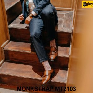 Giày da Double Monkstrap nam đế da bò cao cấp MT2103 005