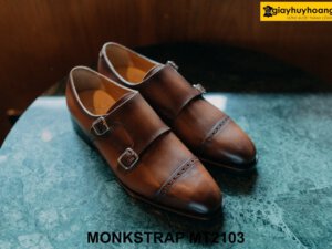Giày da Double Monkstrap nam đế da bò cao cấp MT2103 004