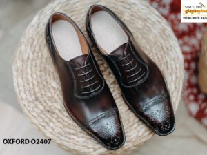 Giày da nam đế da khâu bền bỉ Oxford O2407 001