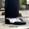 Giày da nam thời trang đen phối trắng Wingtips Oxford O2408 001