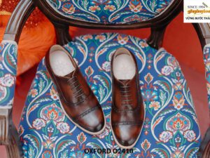 Giày tây nam captoe mũi tròn đế cao su Oxford O2410 001