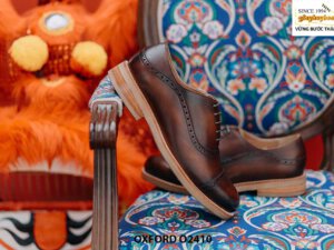 Giày tây nam captoe mũi tròn đế cao su Oxford O2410 005