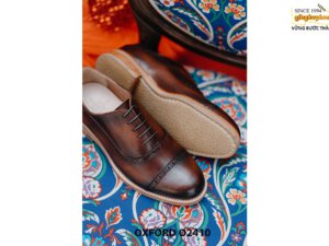 Giày tây nam captoe mũi tròn đế cao su Oxford O2410 004