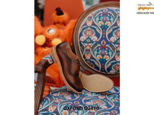 Giày tây nam captoe mũi tròn đế cao su Oxford O2410 003