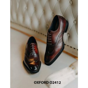Giày da nam rút tay norwegan thủ công Oxford O2412 003
