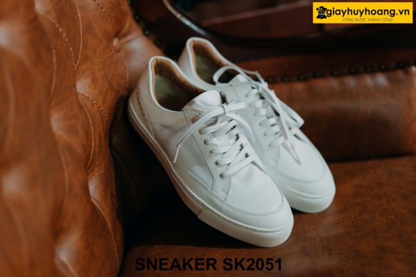 Giày da Sneaker nam màu trắng cá tính SK2051 001