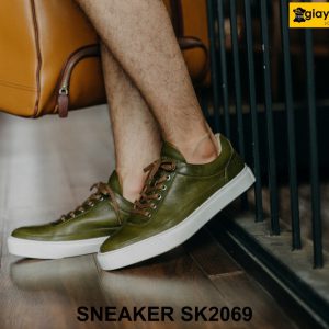 Giày da Sneaker nam màu xanh rêu SK2068 008