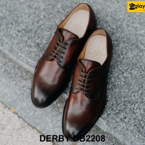 Giày tây nam nhuộm màu thủ công đỏ đô Derby DB2208 001