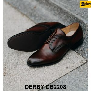 Giày tây nam nhuộm màu thủ công đỏ đô Derby DB2208 004
