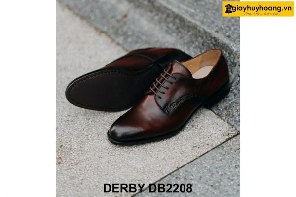 Giày tây nam nhuộm màu thủ công đỏ đô Derby DB2208 004