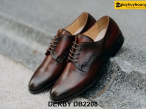 Giày tây nam nhuộm màu thủ công đỏ đô Derby DB2208 003