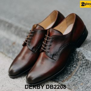 Giày tây nam nhuộm màu thủ công đỏ đô Derby DB2208 003