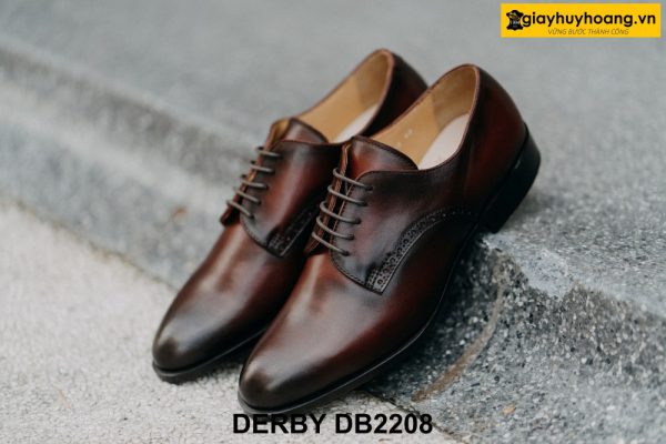 Giày tây nam nhuộm màu thủ công đỏ đô Derby DB2208 003